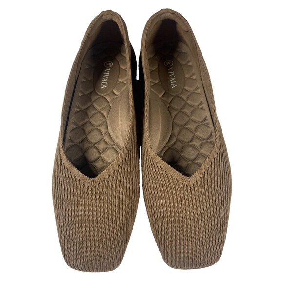 Vivaia Women 41.5 US 10 Margot 2.0 Ballet Brown Square Toe V Cut Flats Slip On - Picture 1 of 9